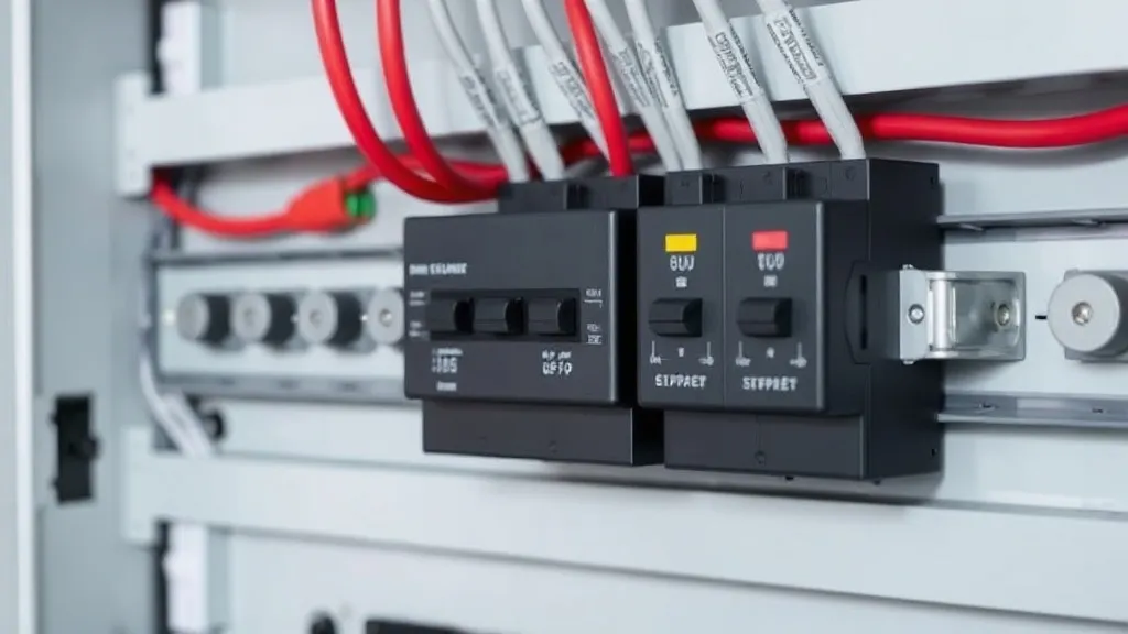 Dispositivos de proteção contra surtos montados em trilho DIN dentro de quadro elétrico