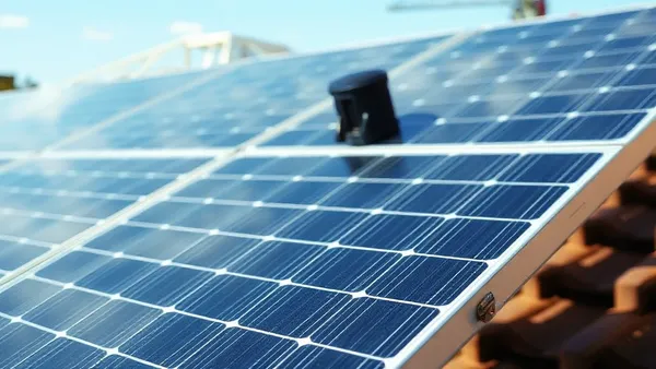 Pessoa analisando orçamento solar impresso sobre mesa, com lupa e calculadora ao lado