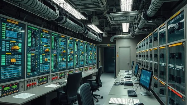Sala de controle de operação do sistema elétrico monitorando geração distribuída solar