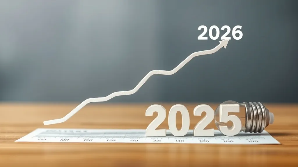 Conta de luz com valores destacados ao lado de calculadora e painel solar ao fundo, representando reajuste tarifário 2026