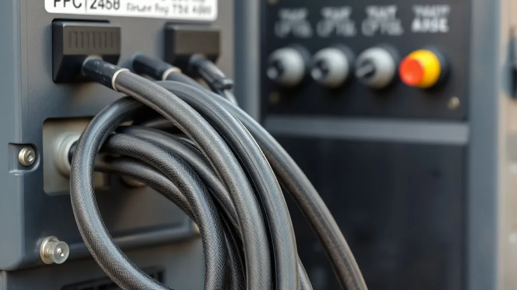 Cabos DC de grande seção conectados aos terminais de um inversor solar off-grid e ao banco de baterias