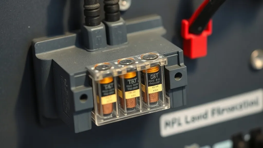 Fusível DC instalado no terminal positivo de banco de baterias LFP em sistema solar off-grid