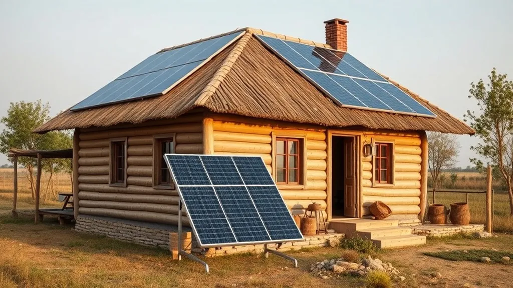 Sistema off-grid em sítio rural com painéis solares, controlador MPPT e banco de bateria LiFePO4