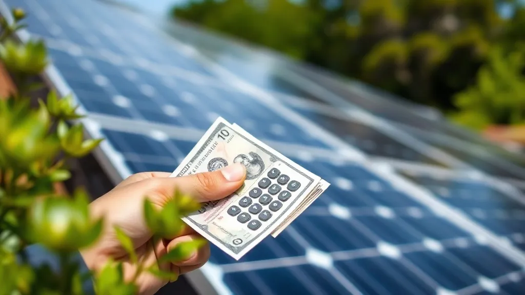 Mesa com calculadora, contratos e moedas representando comparativo entre consórcio, CDC e capital próprio para financiamento solar