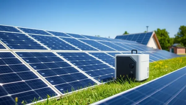 Inversor híbrido com bateria LFP instalado em parede de residência ao lado de painel de monitoramento solar