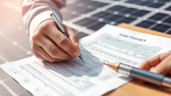 Planilha de cálculo financeiro com parcelas de financiamento solar e gráfico de payback real em papel na mesa