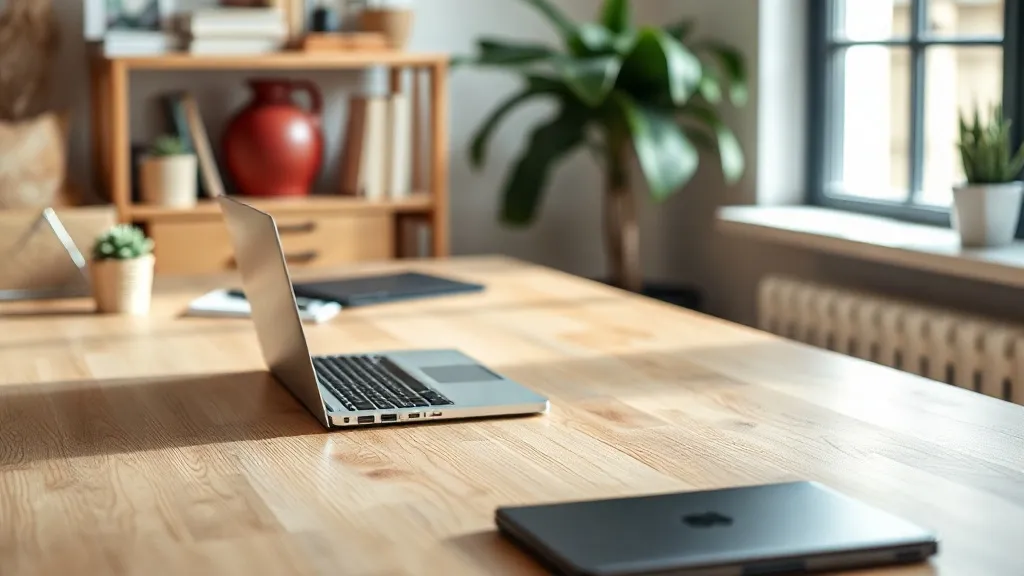 Pessoa trabalhando em home office com monitor de energia solar visível ao fundo