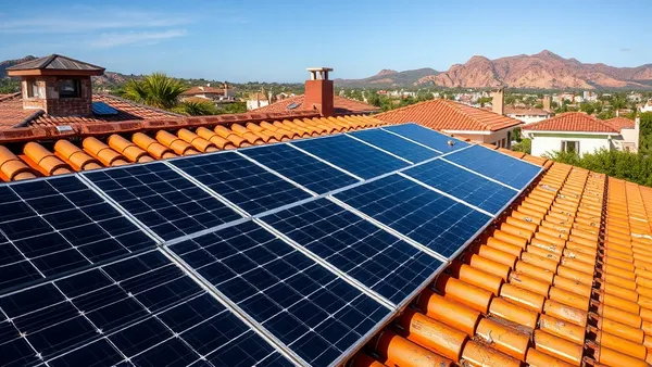 Telhado de casa no semiárido nordestino brasileiro com painéis solares fotovoltaicos instalados em duas águas