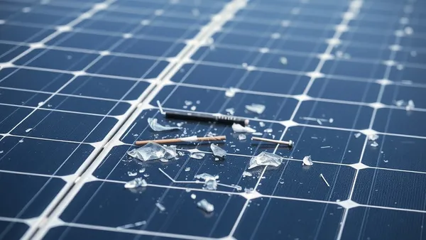 Apólice de seguro residencial ao lado de painel solar fotovoltaico em telhado de casa com céu nublado ao fundo